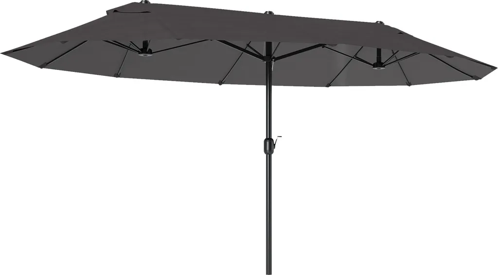Outsunny Parasol Double 4,6x2,7m Gris en Polyester Haute Densité et Acier