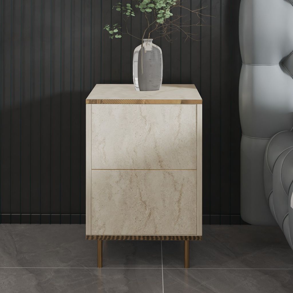 Skye Decor, Imaj - Travertine, Or, Table de chevet, Image du produit 