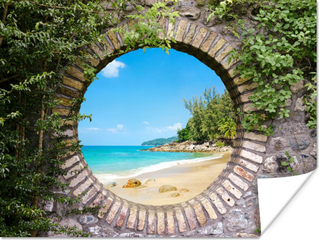 MuchoWow Poster Strand - Meer - Aussicht - Sommer 160x120 cm - Foto Plakat