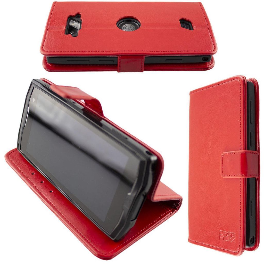 Bookstyle-Case+Folie Crosscall Core-M4/Go, rot