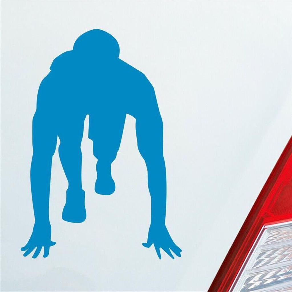 Auto Aufkleber Läufer Marathon 100m Sprinten Jogger Laufen 10x7 cm Hellblau Sticker Heckscheibenaufkleber
