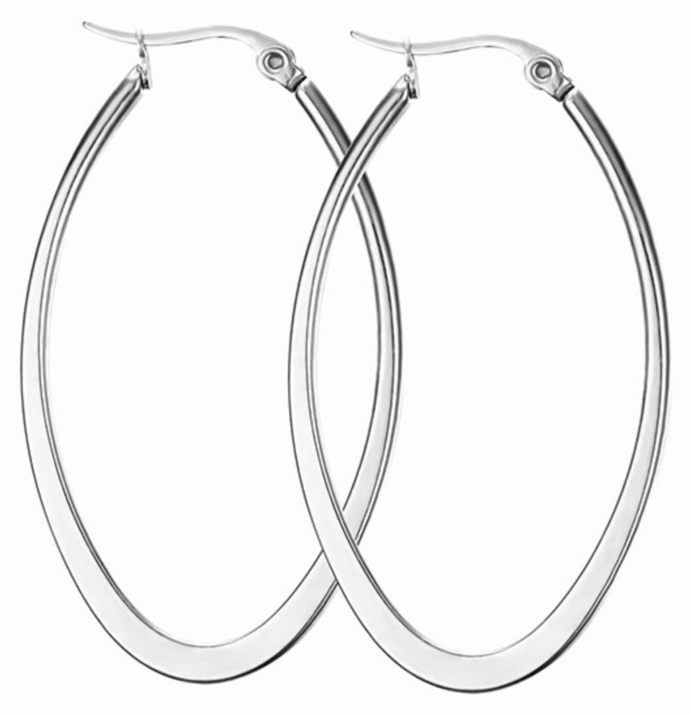 Creolen oval: Ohrringe aus Edelstahl Silber Produktbild 