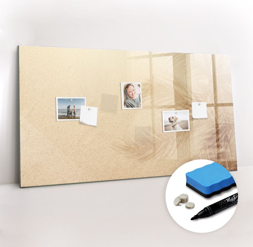 Magnetpinnwand Memoboard - Zubehörsatz - Schwarzer Marker + Schwamm + Magnete - 120 x 60 cm - Abstrakte Blätter