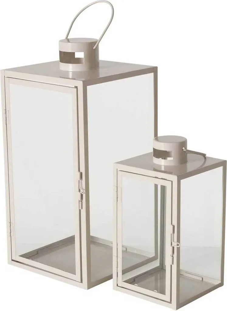 Lanternes ajourées en métal ARANIA beige avec poignée de transport