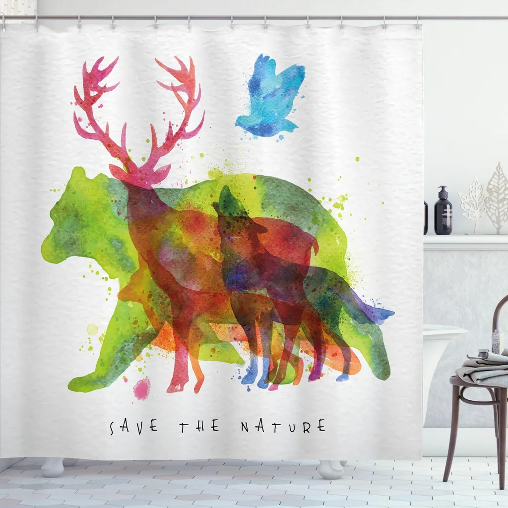 Rideau de Douche Anti-Moisissure Ours Alaska 175x240 cm Étanche