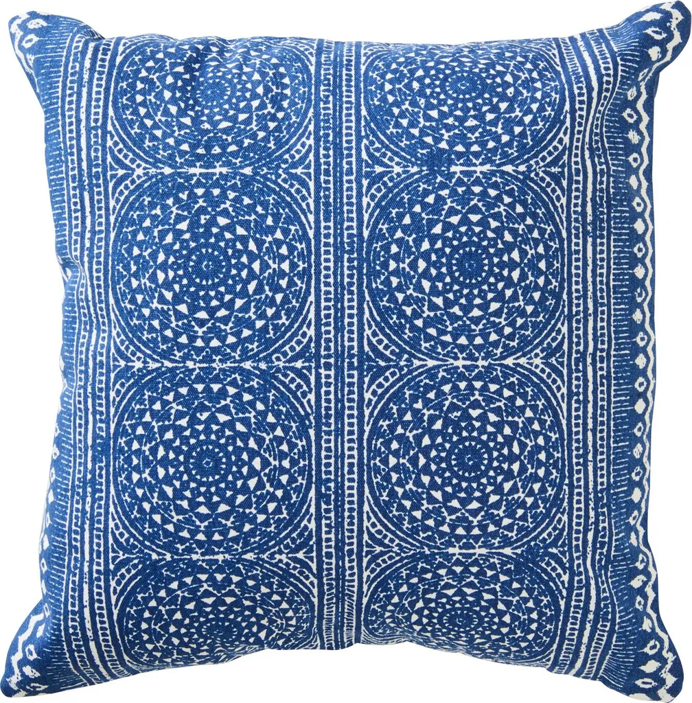 Coussin en Coton Bleu J-Line Mosaïque - Finition Haut de Gamme 40x40 cm