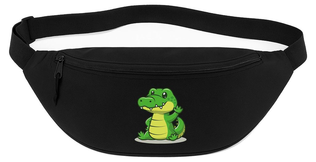 Huuraa Bauchtasche Krokodil Comic 2,5 Liter Black Polyester Crossbody Bag Geschenkidee
