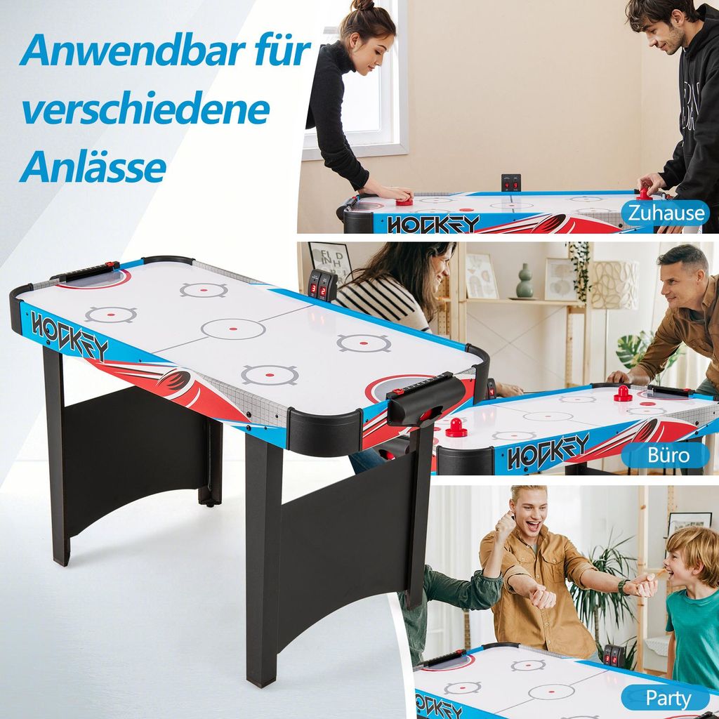 COSTWAY Airhockey Tisch Klappbar Mit LED-Anzeige - Elektrischer Spieltisch Für Kinder & Erwachsene