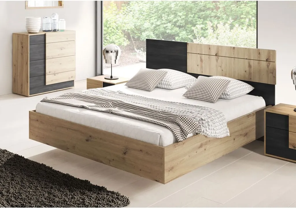 Lit double complet Bafra pour chambre à coucher parentale élégante