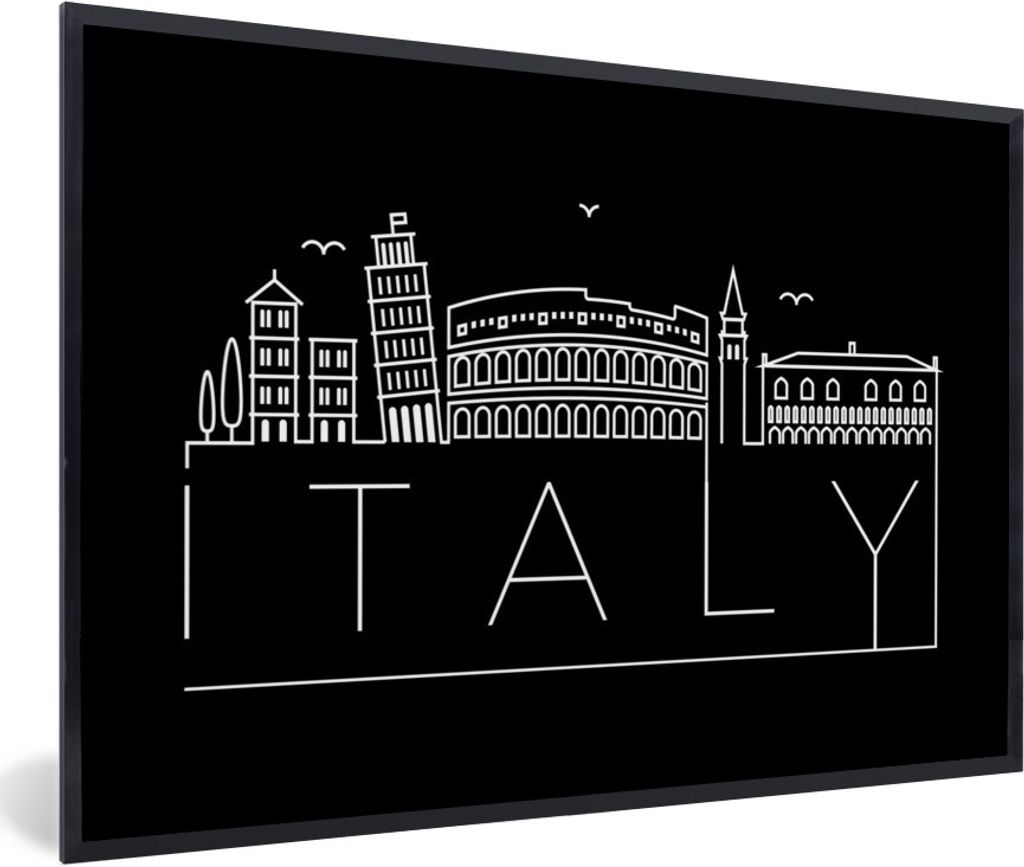 MuchoWow MuchoWow Gerahmtes Poster Stadtbild "Italien" mit schwarzem Hintergrund 90x60 cm - Poster mit zchwarzem Bilderrahmen - Fotorahmen - Fo...