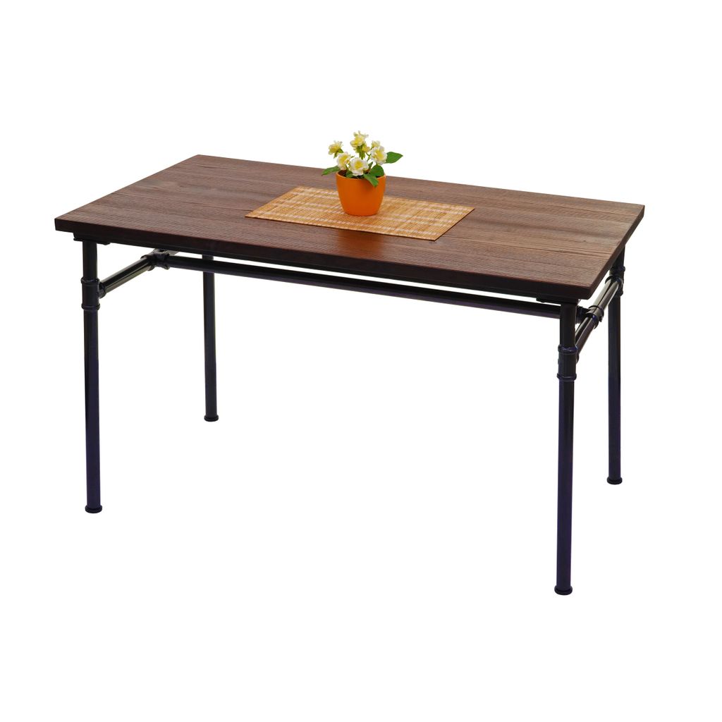 Esstisch MCW-H10b, Tisch Bistrotisch, Metall Ulme Holz Industrial Gastronomie MVG schwarz-braun 120x70cm