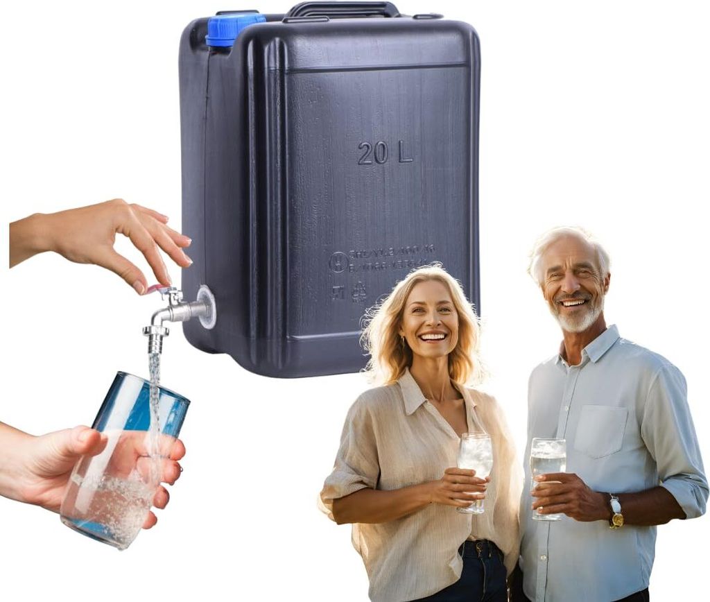 Anwicar Wasserkanister mit hahn - Wasser Kanister mit zapfhahn 20l - Camping Wassertank - Schwarz