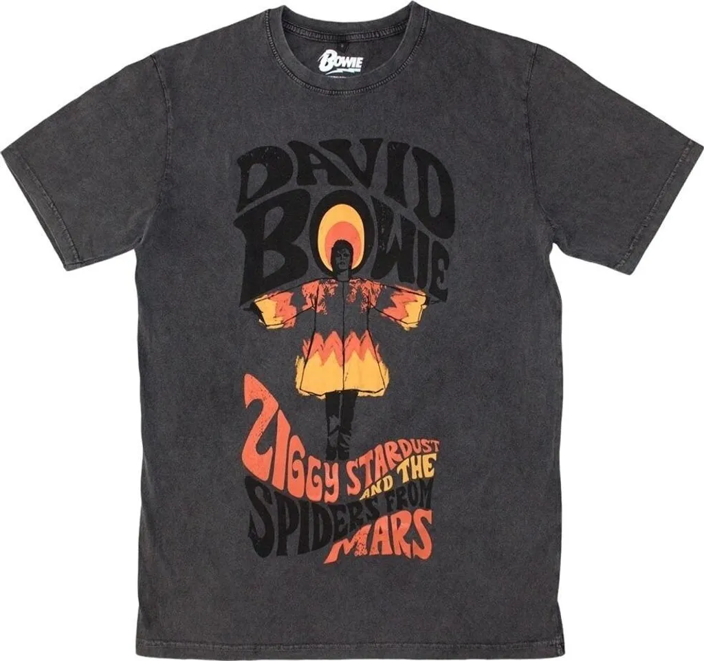 T-shirt David Bowie Ziggy Stardust Anthracite en Coton Doux Vintage