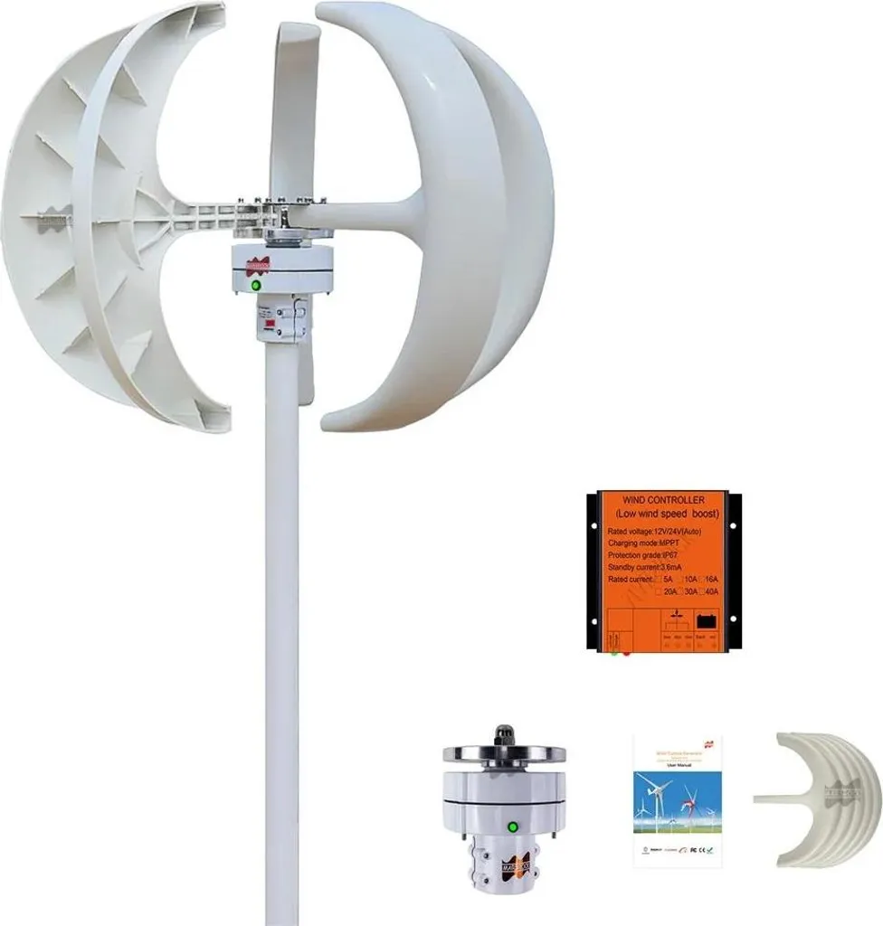 Petite éolienne domestique verticale 400W 12V silencieuse et blanche