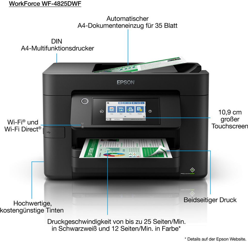 Epson WorkForce Pro WF-4825DWF, Tintenstrahl, Farbdruck, Produktbild 4