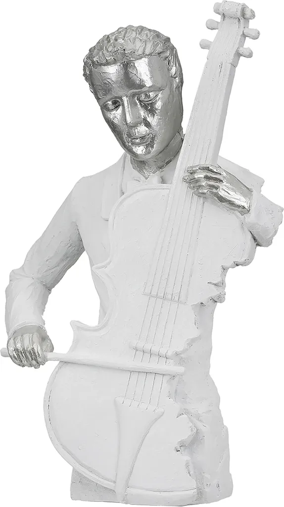 Gilde Figur, Musiker, "Musician", Mannmotiv, Violoncello, Kunstharz, weiß, VE 1, L. 10,5 cm, B. 21 cm, H. 31 cm 52909