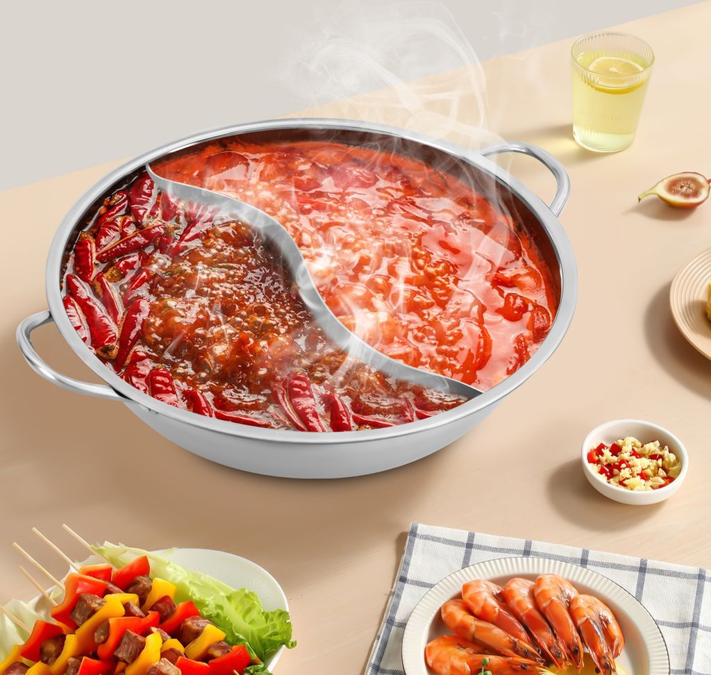 Hot Pot Mit Teiler Kochtopf Edelstahl Mit Glas Deckel