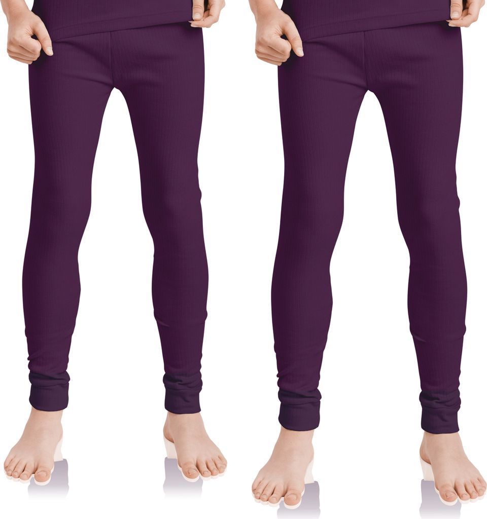 2er Pack Lange Kinder Thermo Unterhose - Lila 146-152