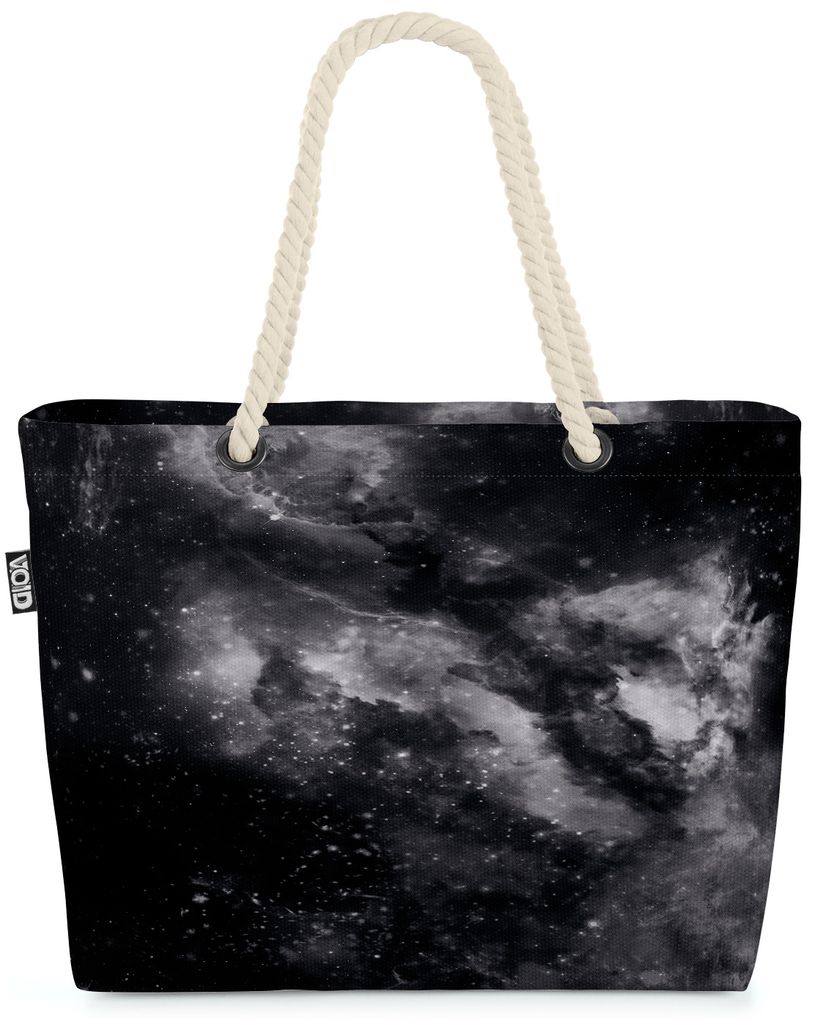 VOID XXL Strandtasche Weltall Space Shopper Tasche 58x38x16cm 23L Beach Bag, Kissen Farbe:Schwarz