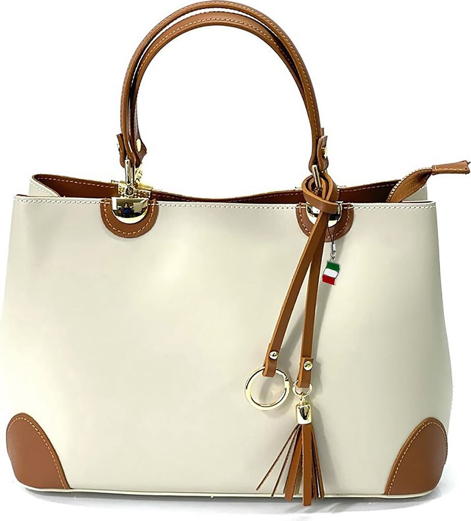 Florence Leder Tasche Handtasche Umhängetasche beige tan OTF156C