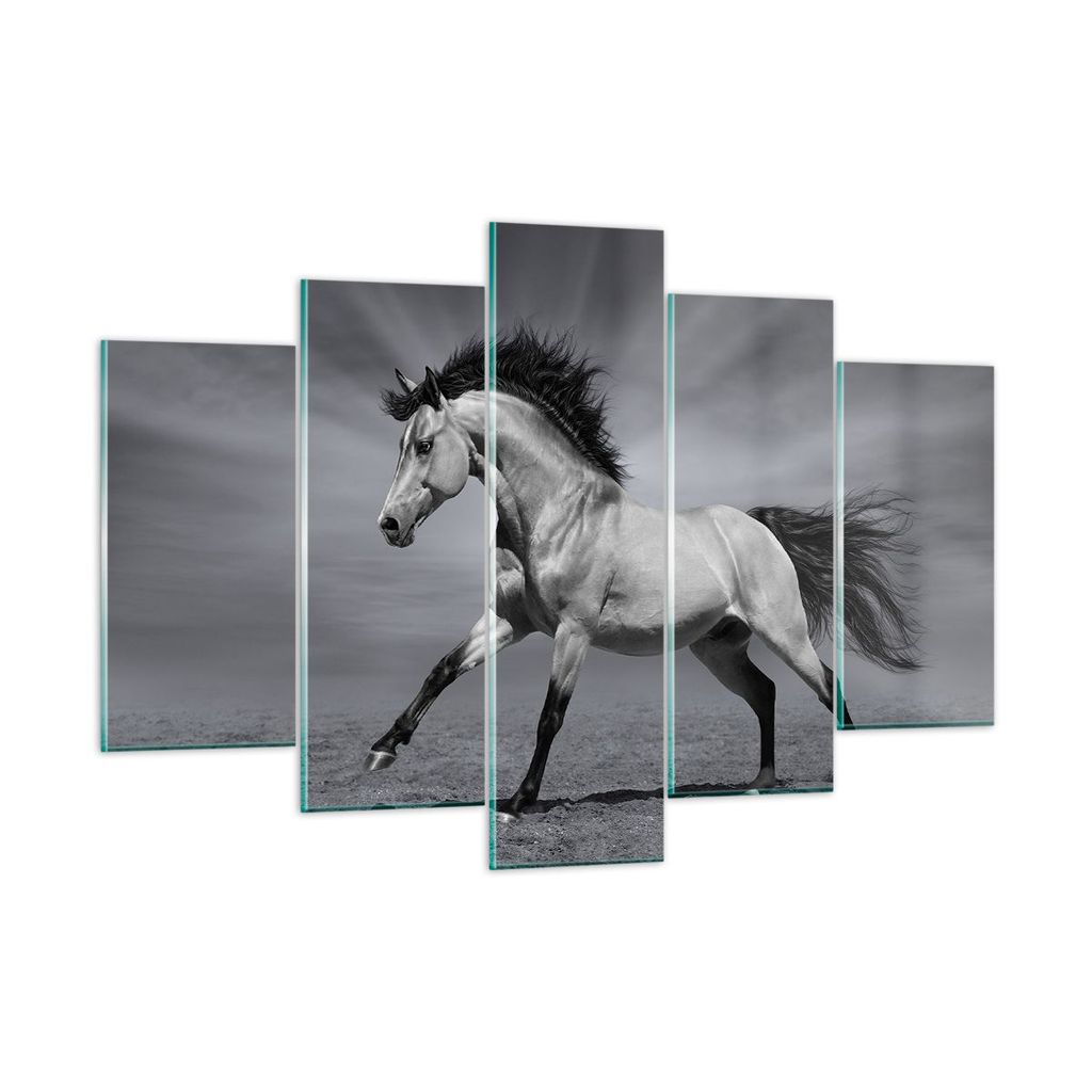 Bilder auf glas - Pferd Tier Natur - 150x100cm - Glasbilder - Wandbilder - Kunstdruck - zum Aufhängen bereit - Wanddekoration aus Glas - Glas Bild...