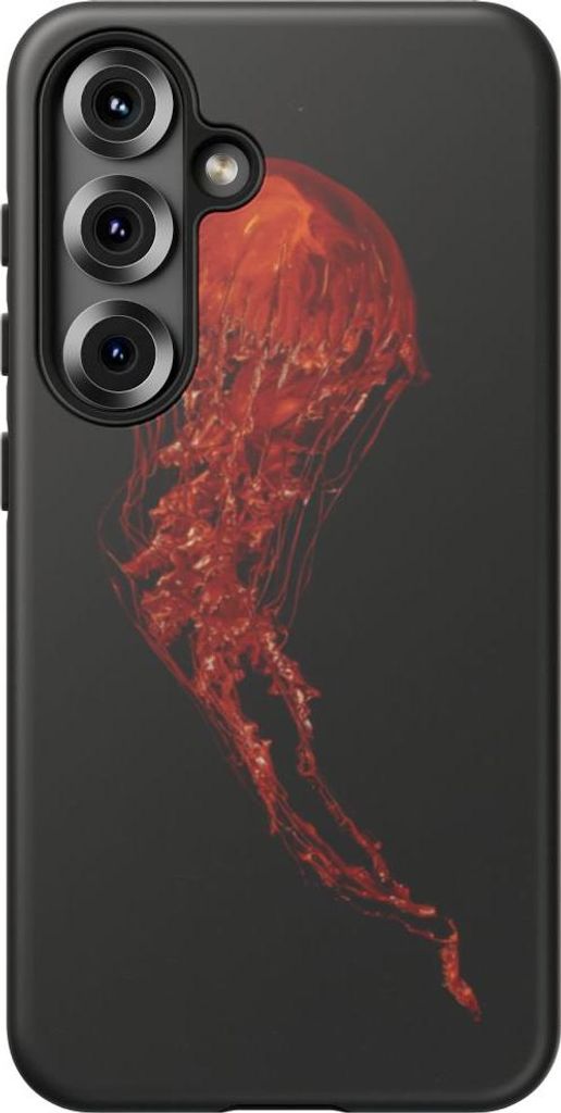 Rote Qualle auf schwarzem Hintergrund – Hülle Kompatibel mit Galaxy S25