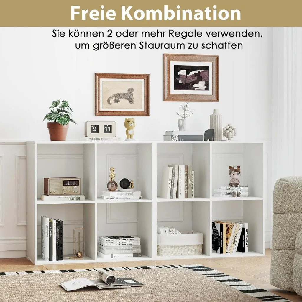 Bibliothèque étagère ouverte 4 cases design blanc mat robuste et stable - 5