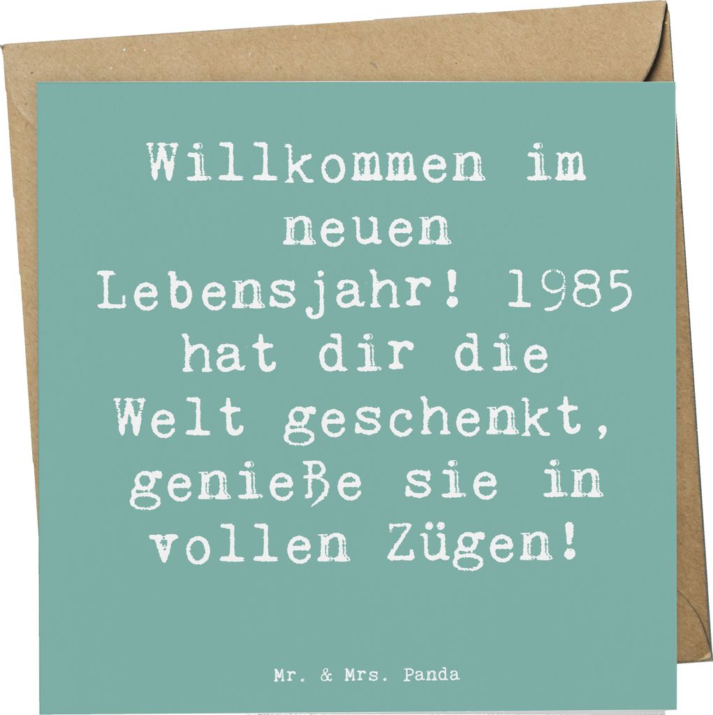 Mr. & Mrs. Panda Glückwunschkarte Spruch 1985 Geburtstag - Meeresbrise - Geschenk, Leben genießen, neues Lebensjahr, Geboren am, Jahr, zum, faltk...
