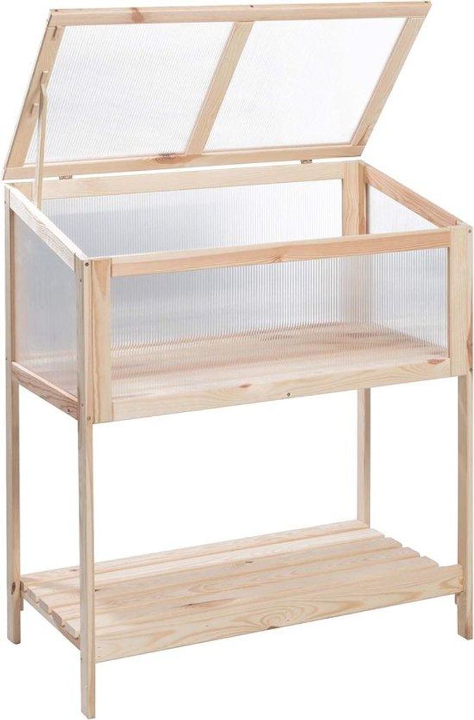 Hochbeet aus Holz für Balkon und Garten - Kräutertopf für Kräuter und Gemüse, 89 x 49 x 98 cm