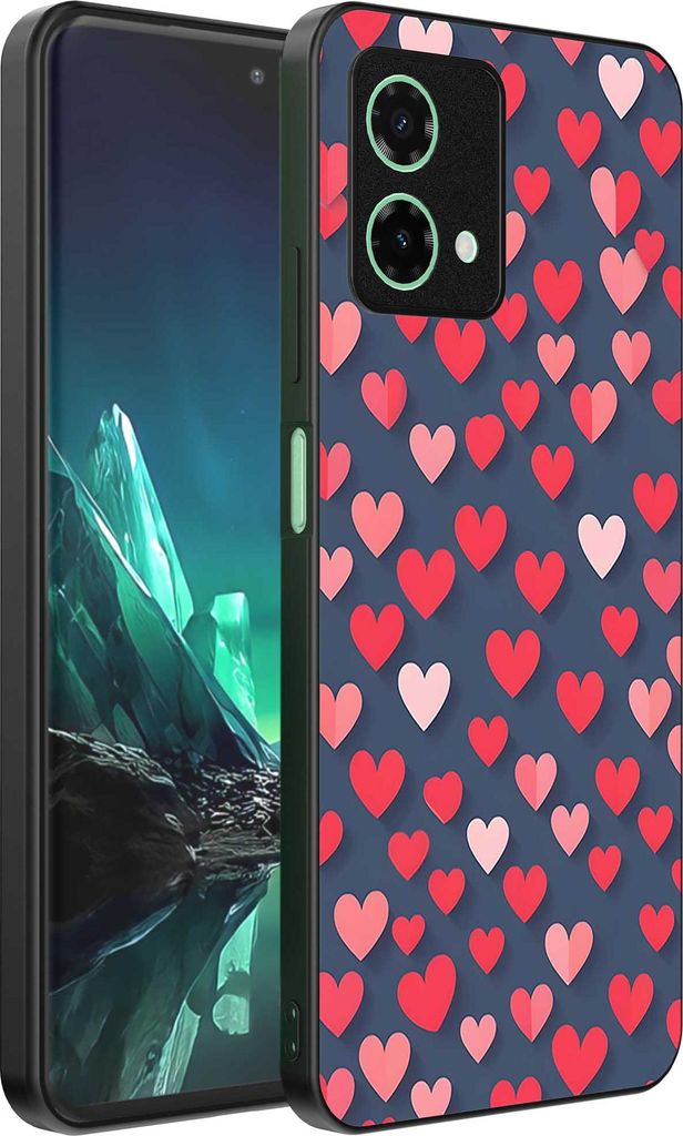 Geeignet für Motorola Edge 40 Neo Telefon Fall mit rosa und roten Herzen drucken - TPU Backcover Fall mit rosa und roten Herzen Design - Smartphonica
