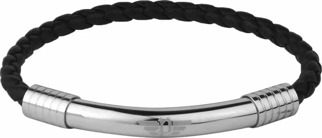 Regalo Uomo: Bracciale Police PEAGB2211501 in Pelle Nera e Acciaio