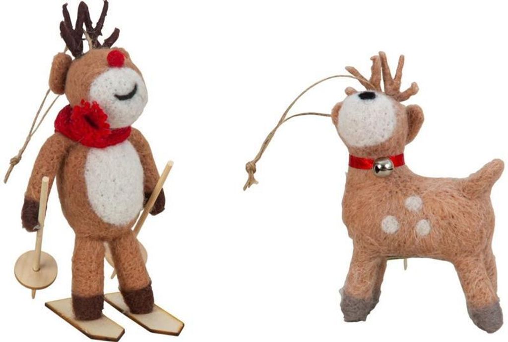 2 Stück Rentiere Filz 12cm/14cm Christbaumschmuck Geschenkanhänger Dekoanhänger