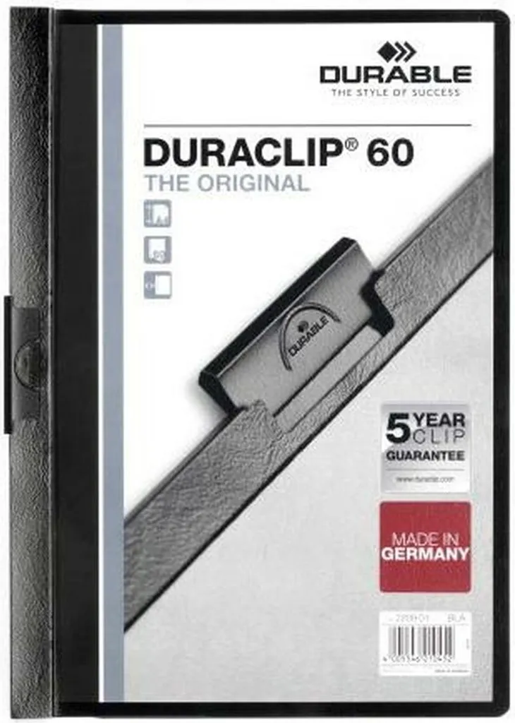 Stock 25 Cartelle Durable Duraclip 60 A4 Nero - Il Miglior Prezzo Online