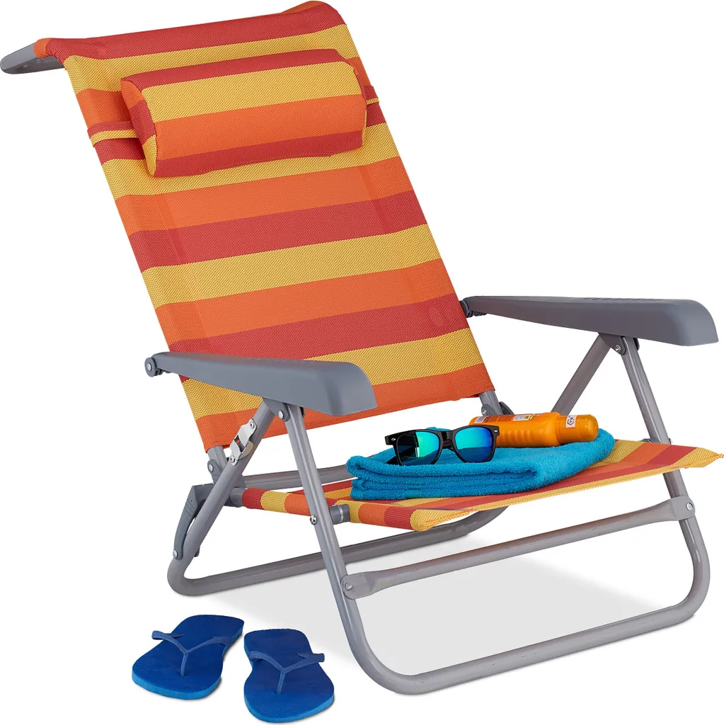 Relaxdays Sdraio Pieghevole con Cuscino Cervicale: Comfort da Giardino