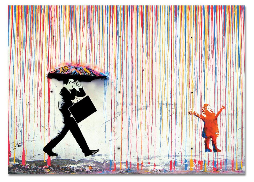 Giallobus - Regen der Farben - Banksy - 50L x 35B cm - Bild - Acrylglas
