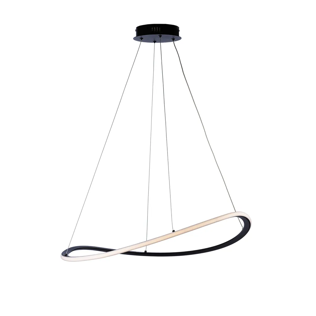 Suspension Raky métal noir LED CCT d.70 cm avec télécommande moderne