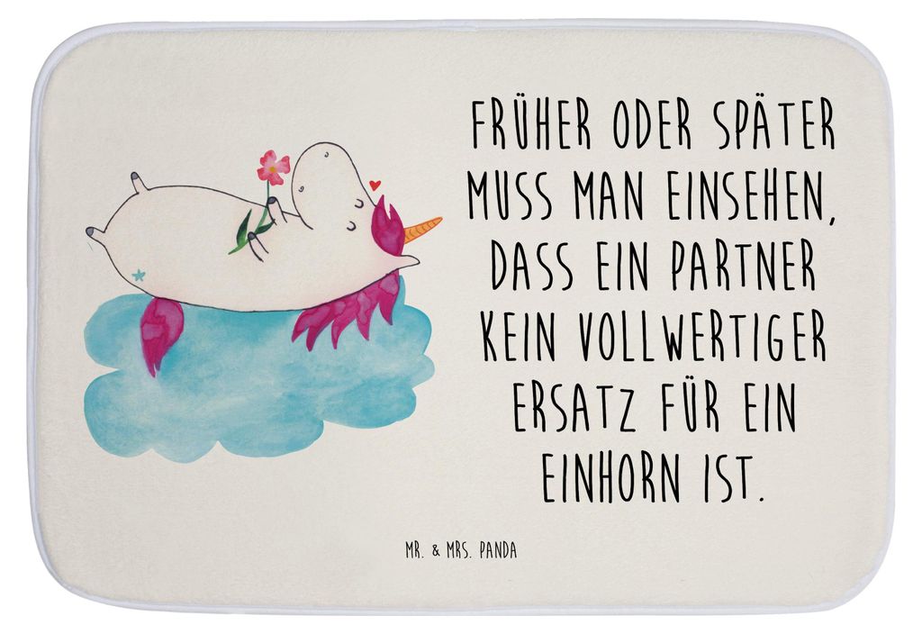 Mr. & Mrs. Panda Badteppich Einhorn Verliebt - Weiß - Geschenk, duschmatte, Badvorleger, Wolke, Freundin, Unicorn, Badezimmerteppich, Badematte, E...
