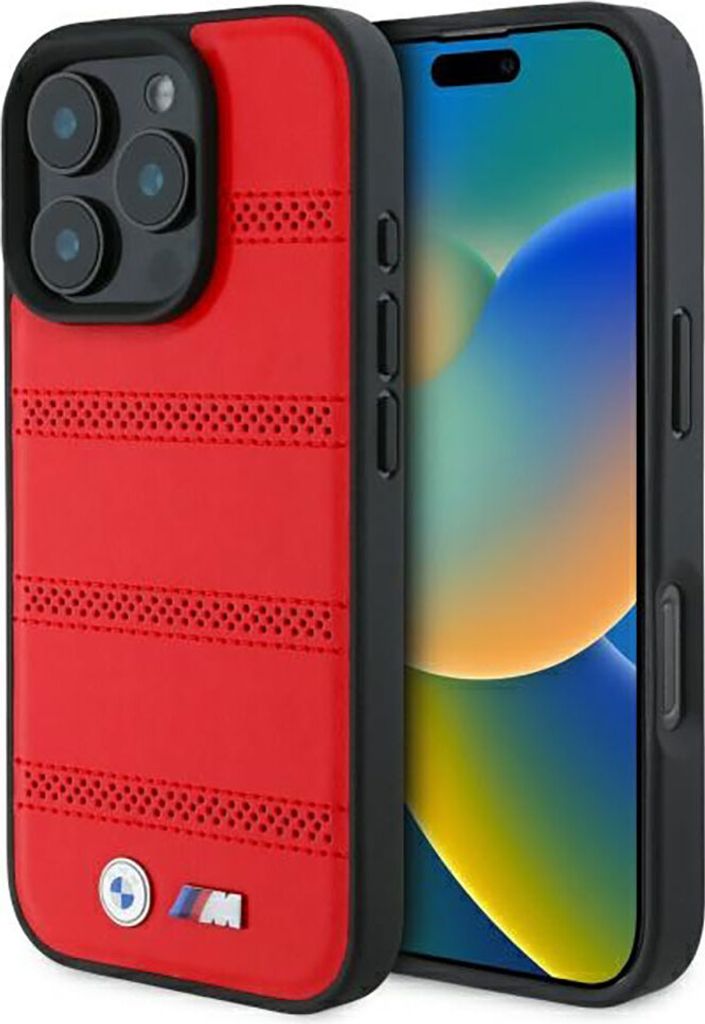 BMW BMHMP16X23PUSPR iPhone 16 Pro Max 6.9" rot hardcase M Perforiert Und Genäht Linie MagSafe Schutzhülle