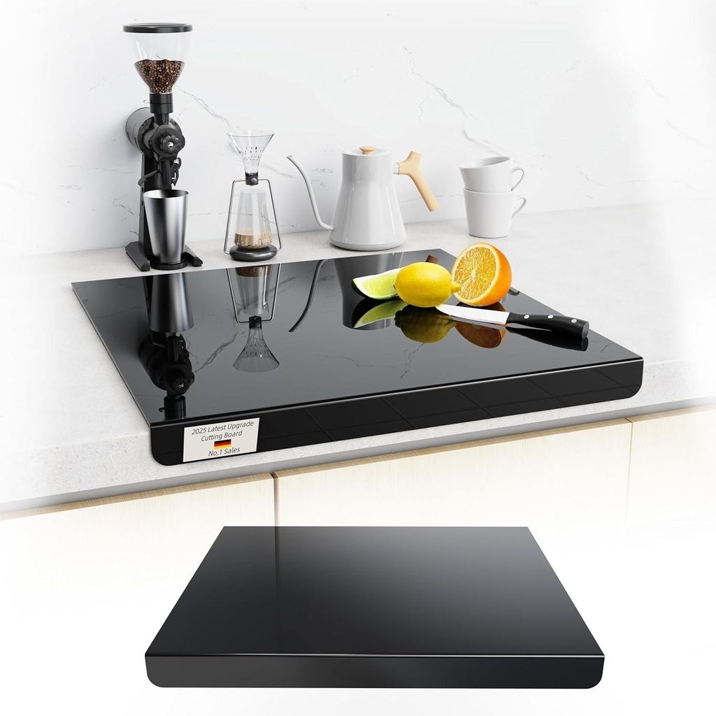 Schneidebrett aus Acryl, Glasschneidebrett, transparentes Küchenbrett, Küchenschneidebrett mit Arbeitsplattenschutz und erhöhtem Rand, rutschfes...