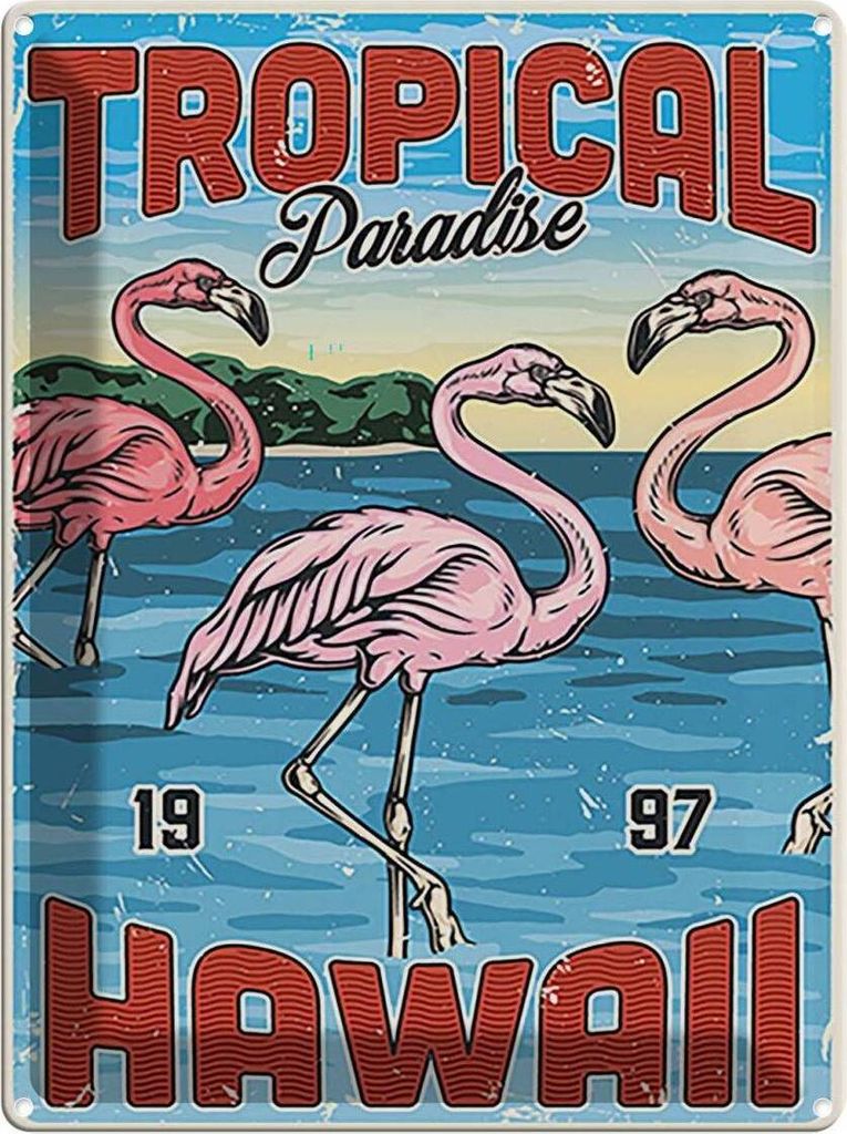vianmo Blechschild 40x30 cm Tropical Paradise Hawaii Dekoration