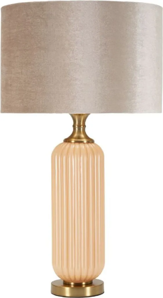 Lampe Perly en verre strié et nacre or, grand format hauteur 64 cm