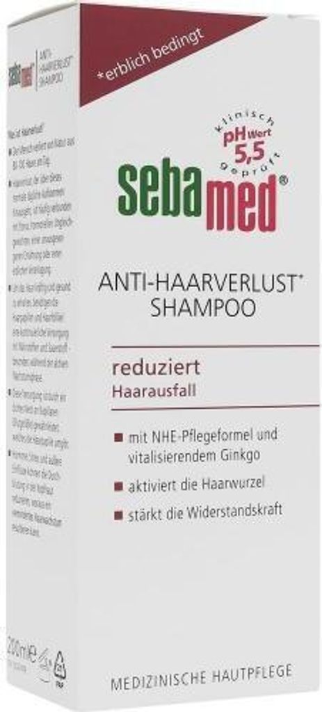 A white box of Sebamed Anti-Hair Loss Shampoo.