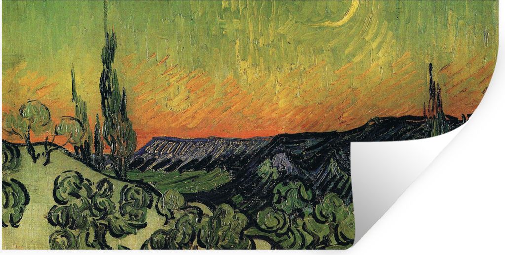 MuchoWow Wandtattoo Wandsticker Wandaufkleber Spaziergang in der Dämmerung - Vincent van Gogh 80x40 cm Selbstklebend und Repositionierbar - Aufk...
