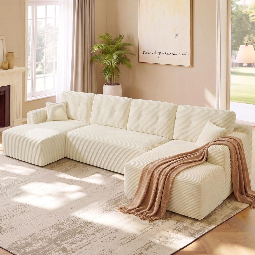 VASAGLE U-Form Sofa 6-Sitzer Modulares Cord Sofa mit Kissen Produktbild 