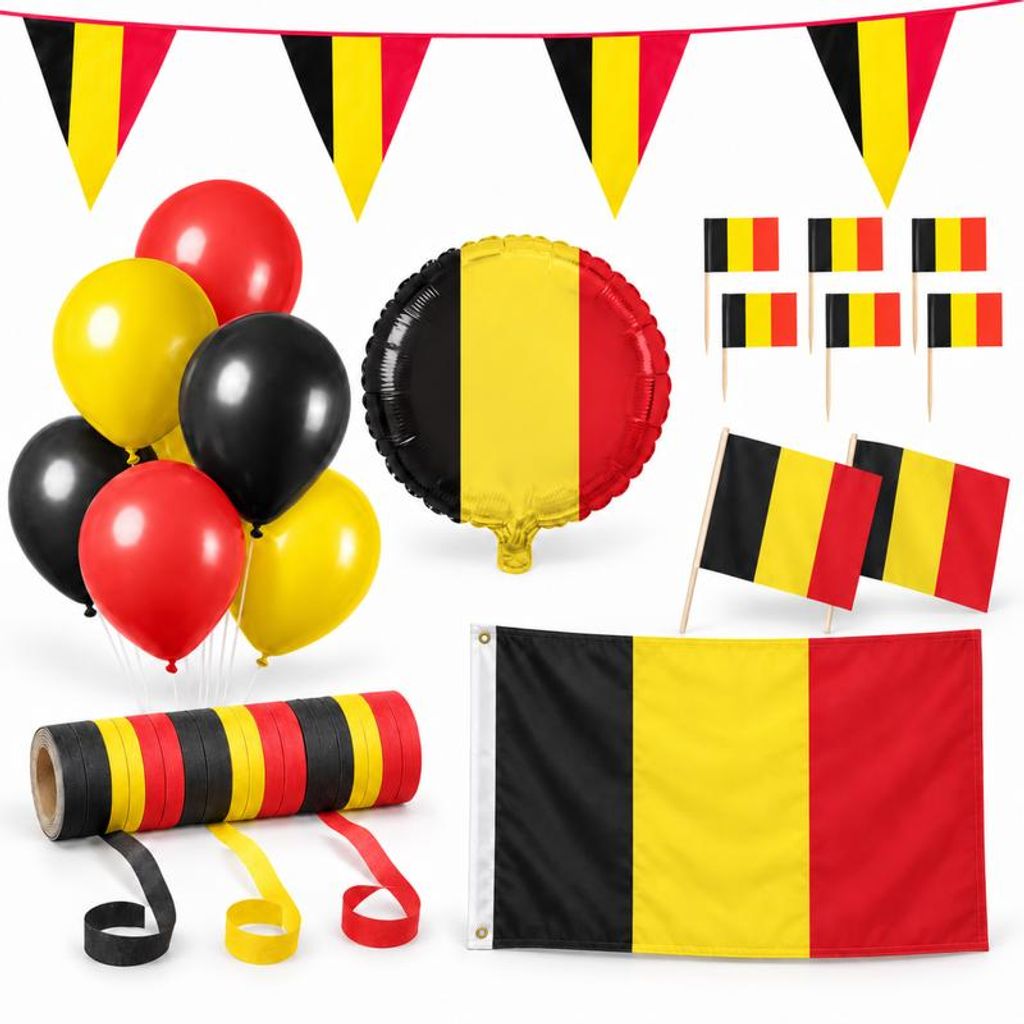Belgien Party Deko Set 74 tlg. Partyset Partydeko schwarz Produktbild 