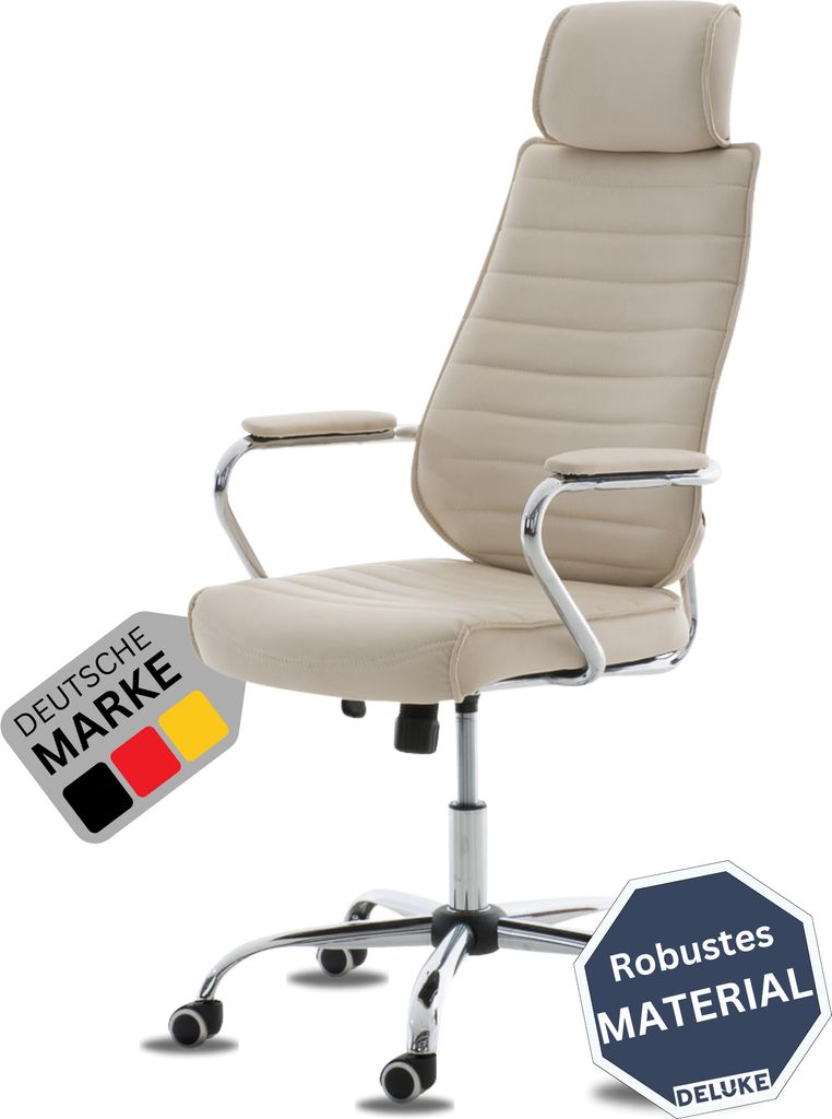 DELUKE Bürostuhl Ergonomisch FUGOR Schreibtischstuhl mit Rollen | Höhenverstellbarer Drehstuhl, Arbeitsstuhl mit Kopfstütze | Chefsessel, Comp...