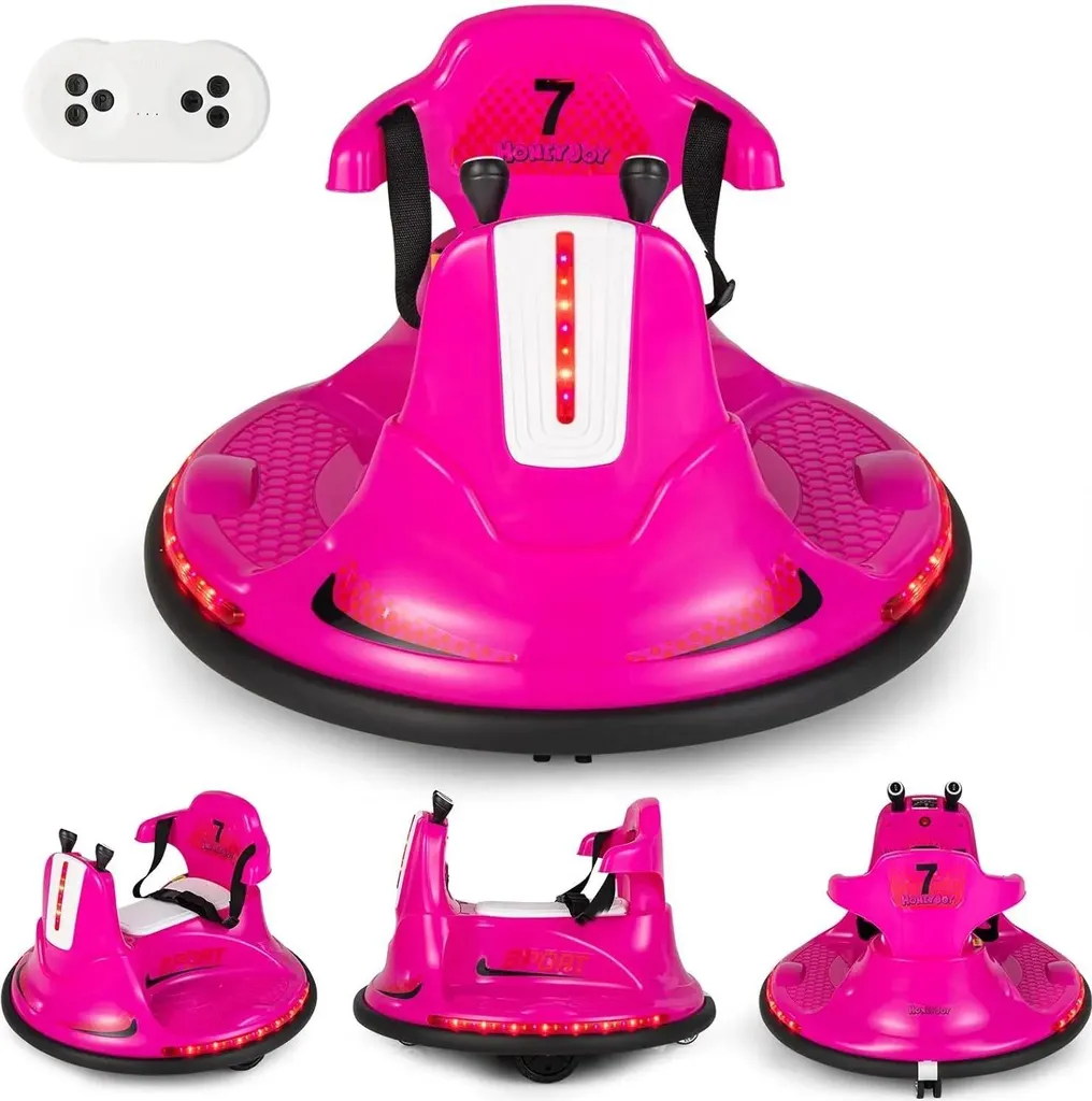 Véhicule électrique enfant auto-tamponneuse rose 6V marche arrière