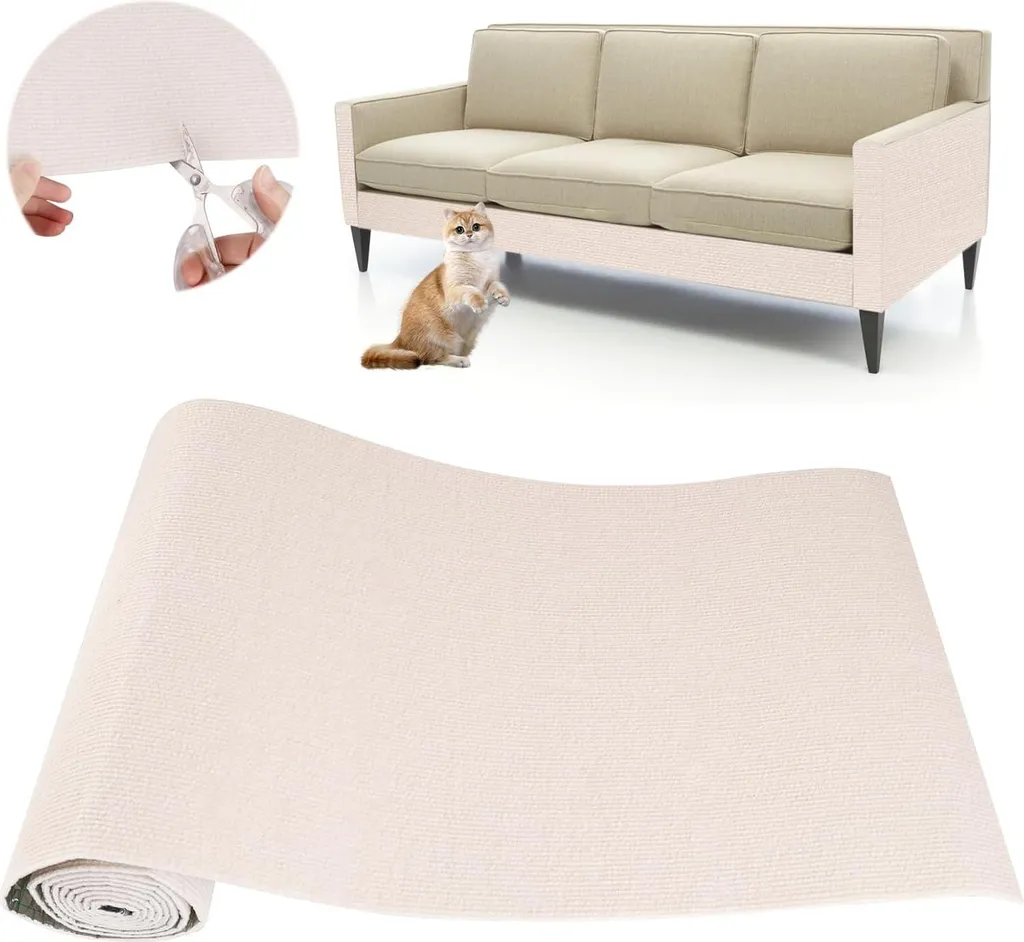 Arbre à chat mural et protection meuble 200 x 40 cm sisal beige à coller