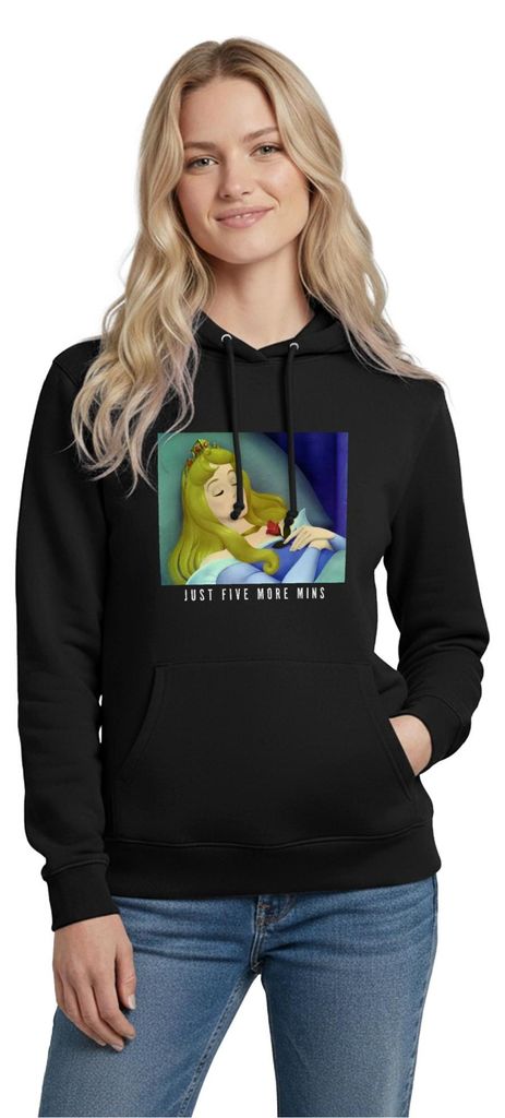 Dornrösschen Schlafend Five More Minutes Damen Hoodie, S, Schwarz