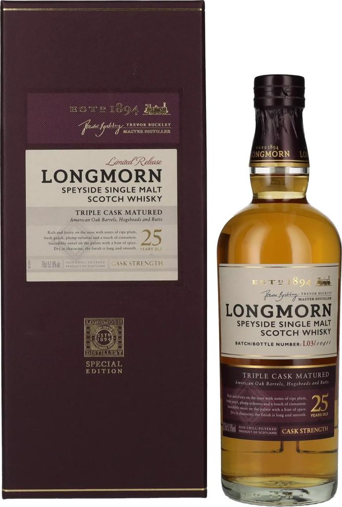 Longmorn 25 Years Old Speyside Single Malt Scotch Whisky 52,8% Vol. 0,7l in Geschenkbox